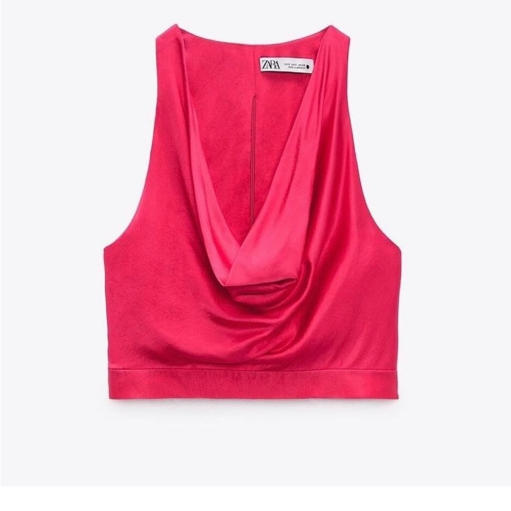 Zara Women's Vibrant Pink Cowl Neck Tank Top
